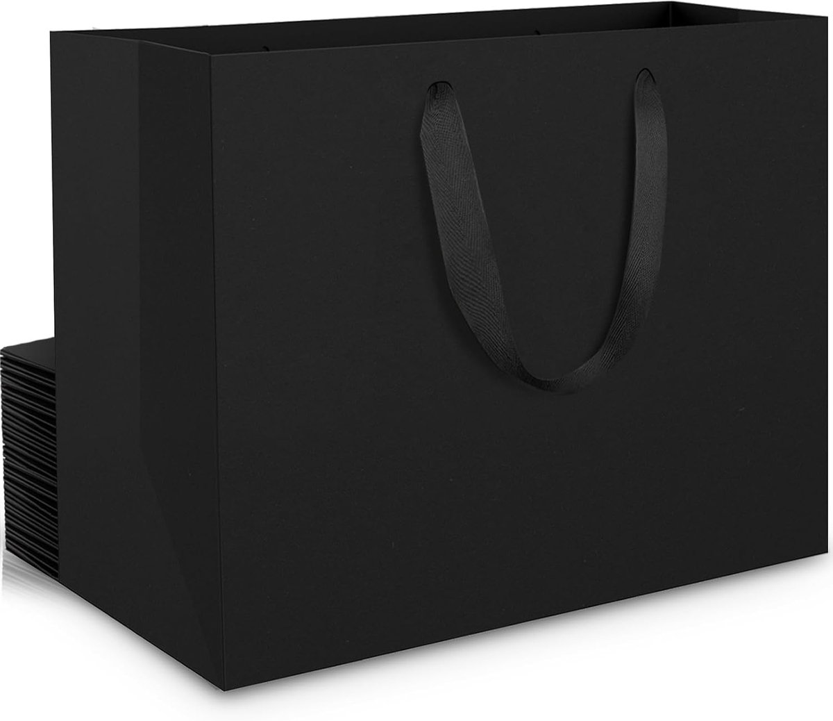 Grote Zwarte Papieren Zakken - 20 Zwarte Kartonnen Zakken 250gsm XL 40x30x15 cm - Extra Grote Zwarte Kraft Papieren Geschenktassen - Zwarte Tassen Winkelen Verjaardagsgeschenk Tassen