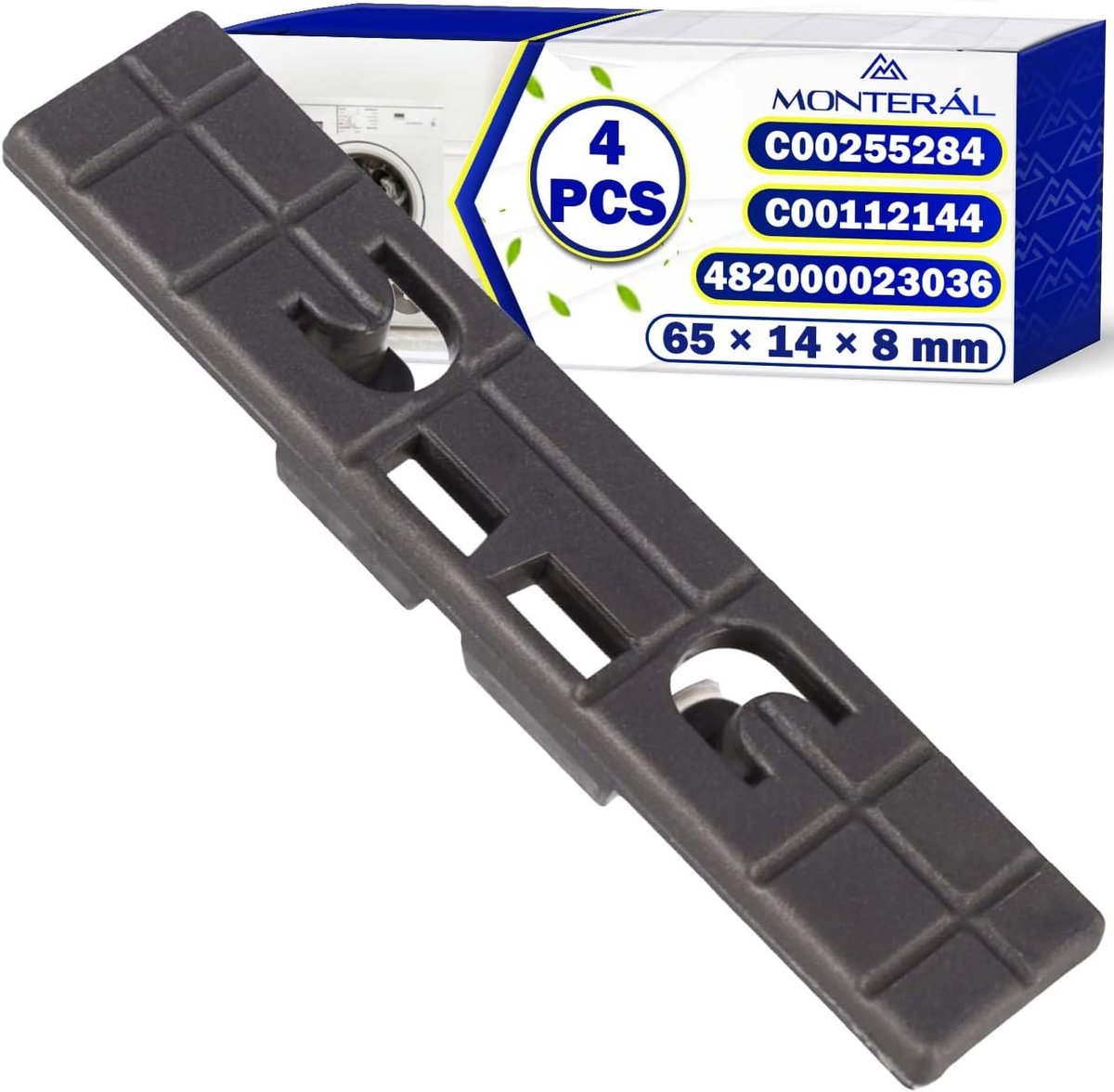 SnelShoppen - Set van 4 Glijinzetstukken voor Trommel Wasdroger 65x14x8 mm - Originele Code C00255284 C00112144 482000023036 - Perfect voor Bouw, Inde