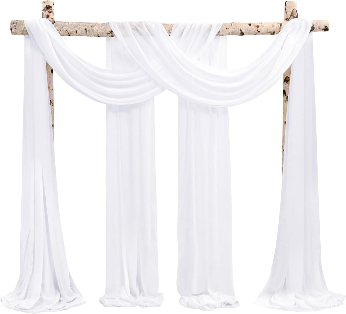 Panelen 73 x 610 cm Wit Chiffon Draperie Boog Gordijnen Pure Achtergrond voor Ceremonie Plafond Swag Decoraties