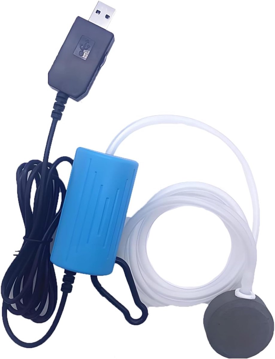 Luchtpomp voor Aquarium USB Mini Zuurstofpomp Stille Zuurstoftoevoer Energiebesparende Zuurstofbelgenerator met Air Stone en Enkele Uitlaat Siliconen Slang Blauw