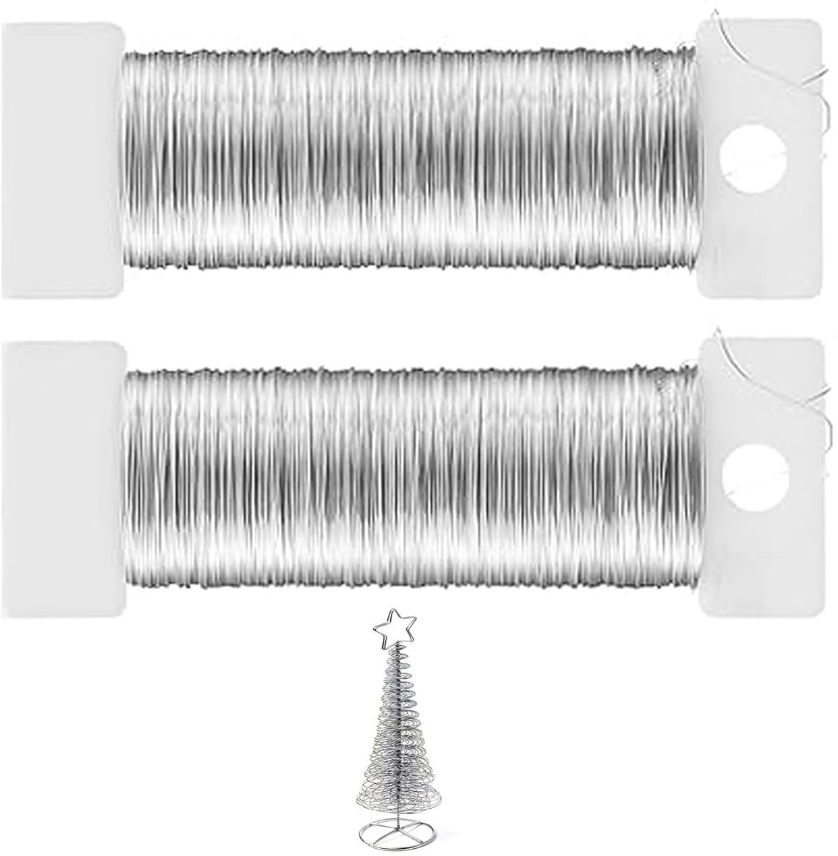 Draad, 0,35 mm x 50 m, sieradendraad zilver, bloemendraad, zilverdraad om te knutselen, dunne draad, bloemendraad voor doe-het-zelf knutselen, voor het maken van sieraden en