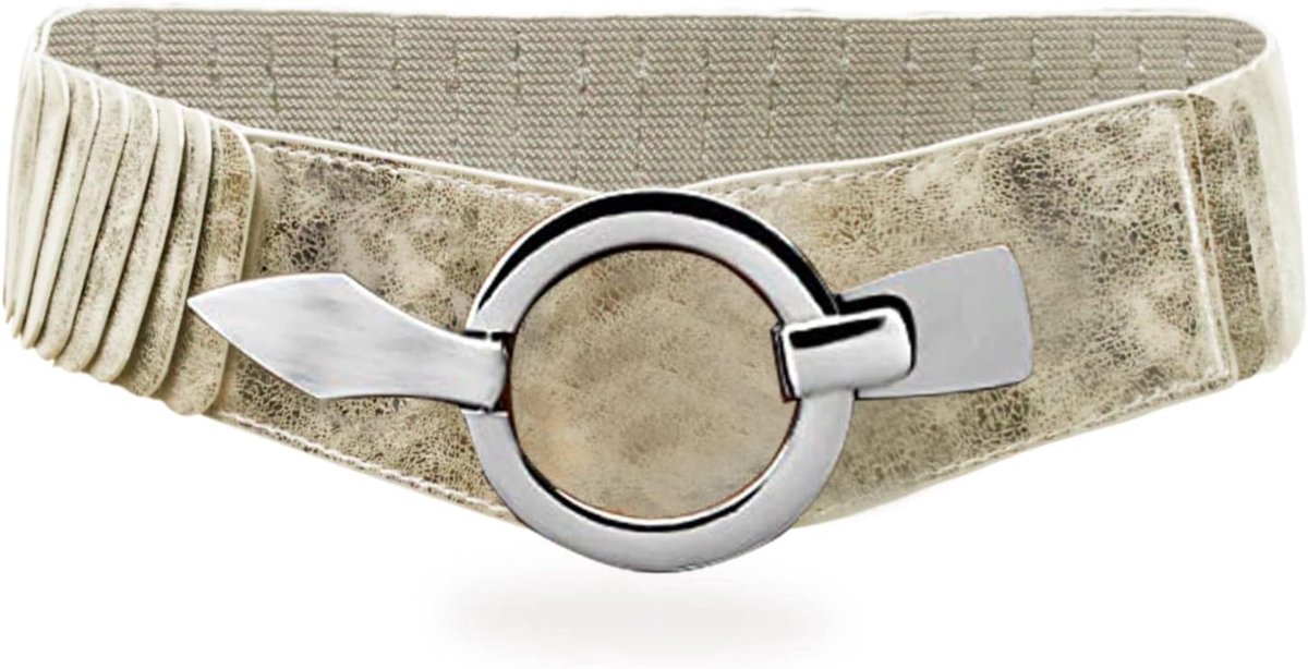 Elastische tailleriem voor dames, 6 cm brede heupriem met zilveren ring