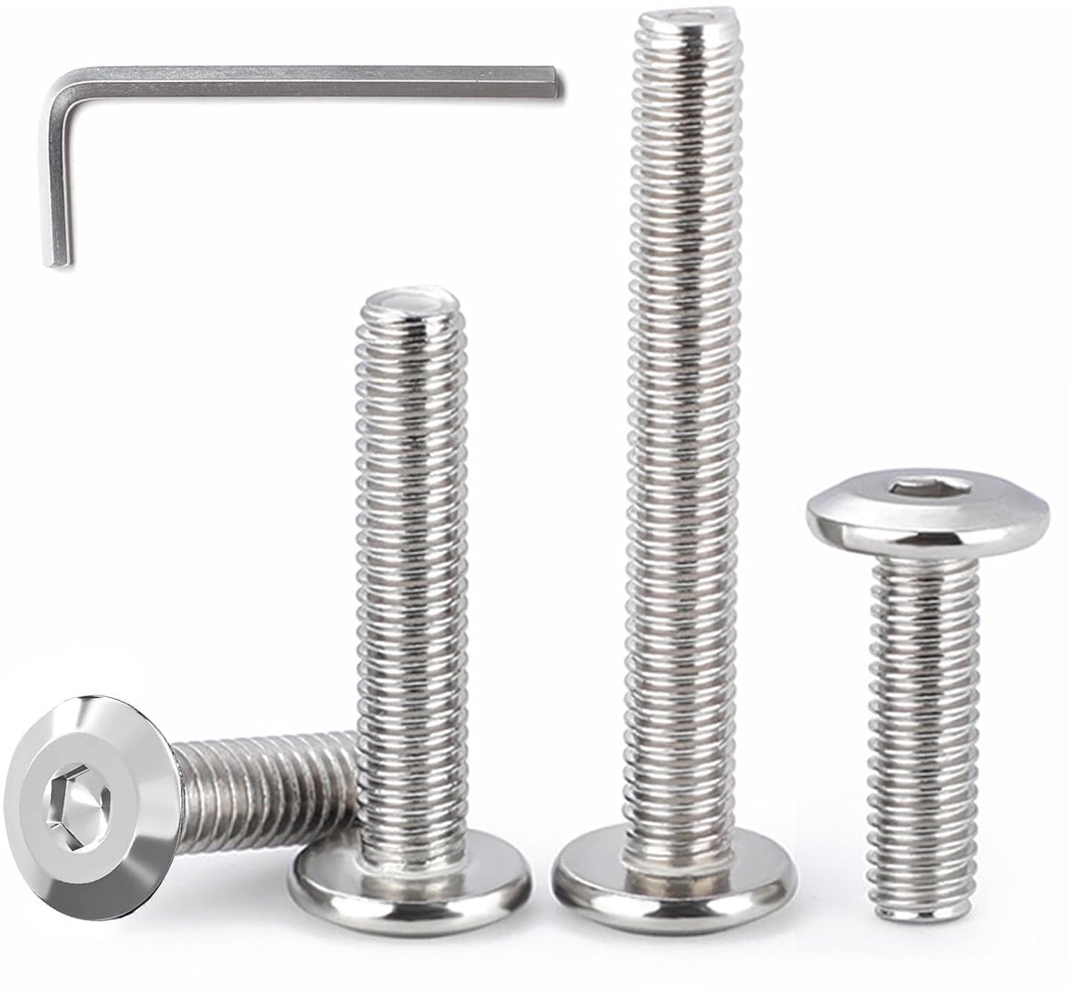 20 Stuks M6x20mm Platte Kopschroeven Machineschroeven met Sleutel | A2 V2A 304 Roestvrij Staal,met Binnenzeskantsleutel,voor Machines,Meubels,Metaal,Montage,Reparatie,Werkplaats DIY