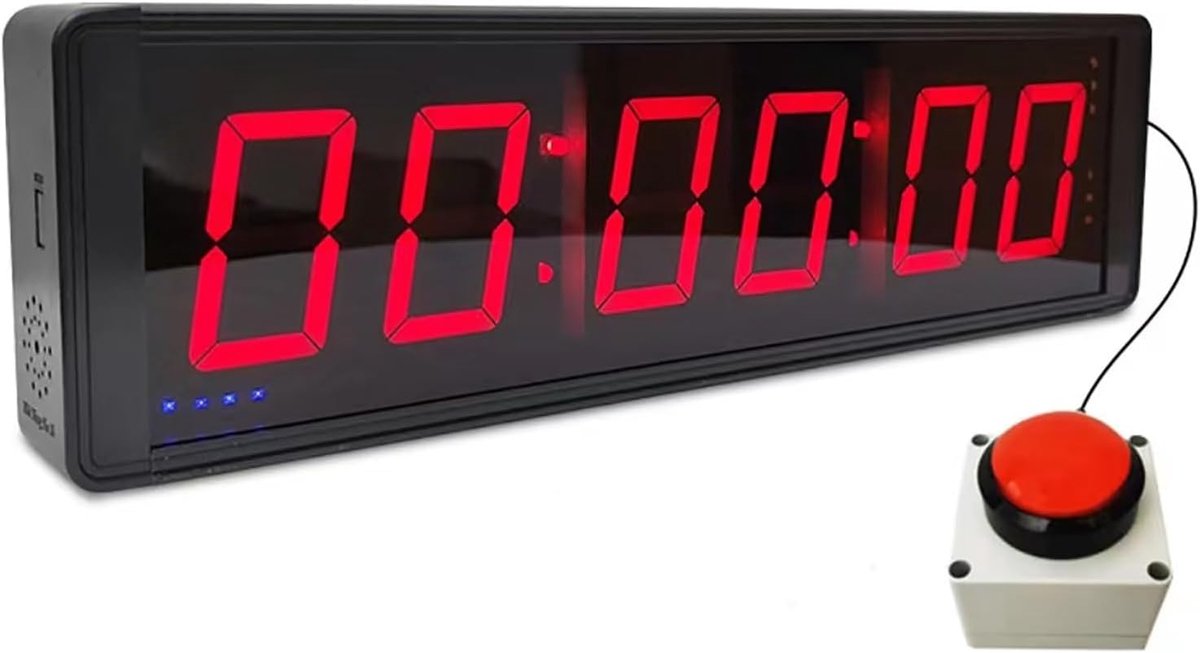6-cijferige wedstrijdtimer met stopwatchknop, fitnesstraining intervaltimer LED digitale wandklok, ideaal for sportschool, spel, snelheidsraces (Size : 1.5Inch)