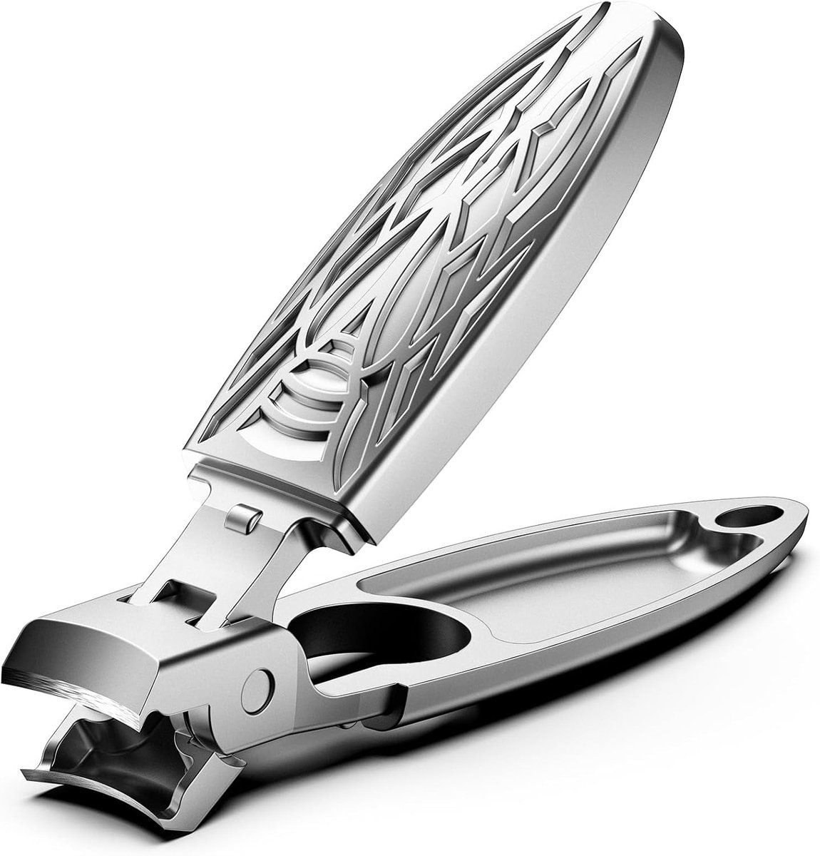 Nagelknipper met vanger - brede opening kaak teennagels tondeuse met bionische cicade geïnspireerde vorm, draagbare teennagelknipper voor dikke nagels, vingernagelknipper met beschermhoes -