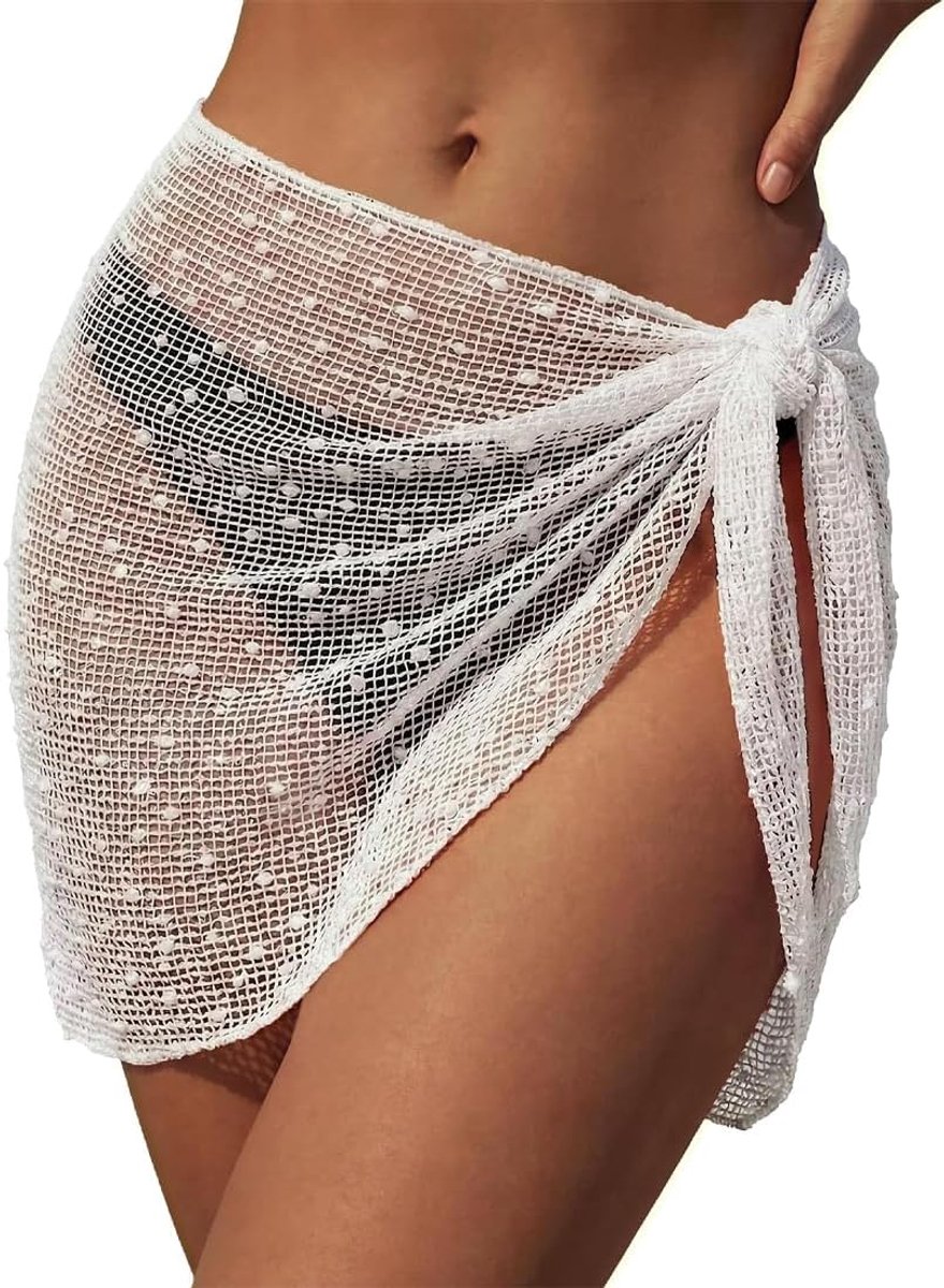 strandsarong voor dames, wikkeldoek, sexy holle wikkelrok, strandlaken om te binden, wikkeldoek, strandrok, strandvakantie, bikini, cover-up doeken voor badpak