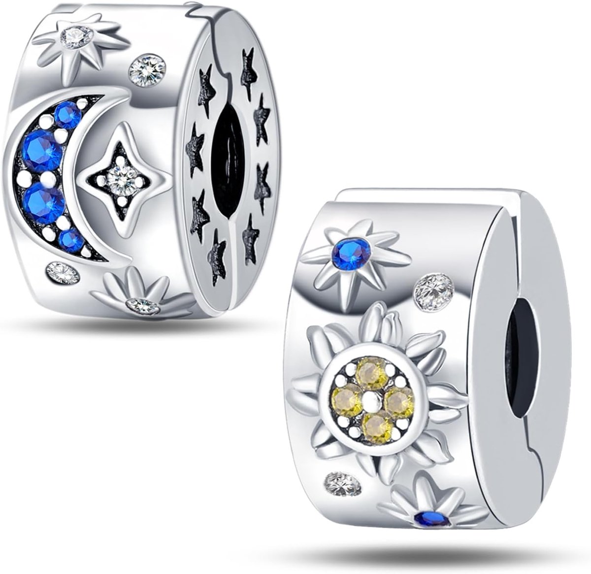 Clip/Stopper Kralen Bedels voor Armbanden & Kettingen 925 Sterling Zilver voor Pandora Snake Chain Armbanden Sieraden Gift voor Vrouwen, 3.2mm, Sterling zilver, Kubieke zirkonia