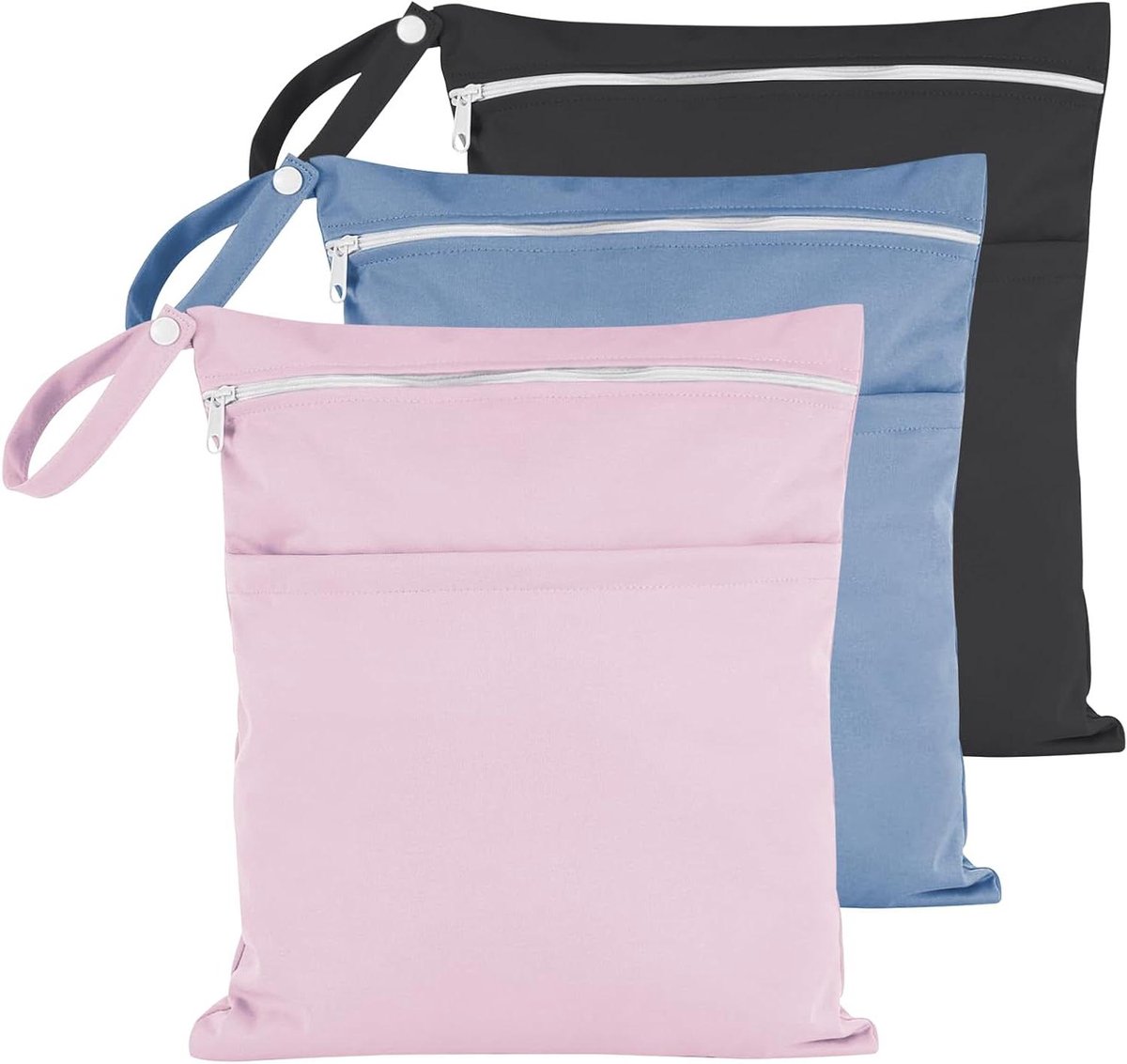 Wetbag Luiertas - Waterdichte Tas - Baby Benodigdheden - Dubbele Sluiting - 36 x 30 cm - Roze Blauw Grijs