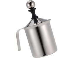 Melkopschuimer - Melk Frother - Cappuccino Maken - Dubbel Gaasontwerp - 800cc - Zilver