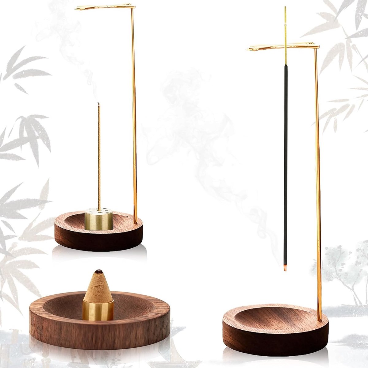 Houten 2-in-1 Wierookhouder voor Sticks en Kegels, Ideaal voor Meditatie, Slaap en Aromatherapie met 9 Holes Censer