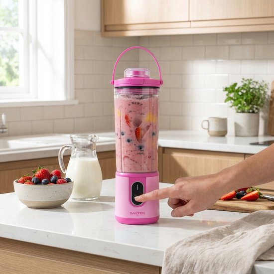 Salter ActiBoost Draagbare Snoerloze Blender - BPA-vrij - 450ml Roze van Salter — afbeelding 4