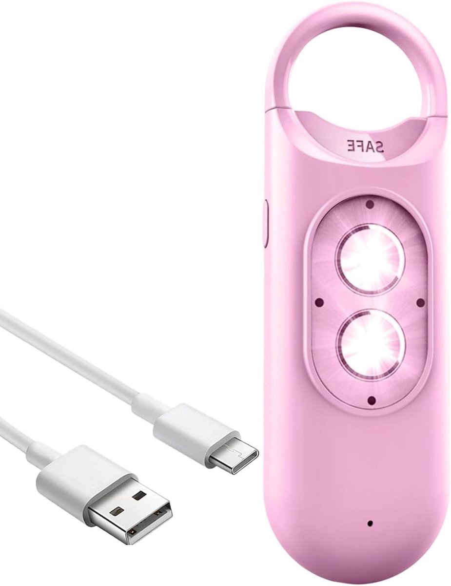 Persoonlijk Alarm - Zelfverdediging Sleutelhanger - Veiligheid Onderweg - 130dB Geluidssignaal - 10.6L x 4.4B x 2.8H cm - Roze