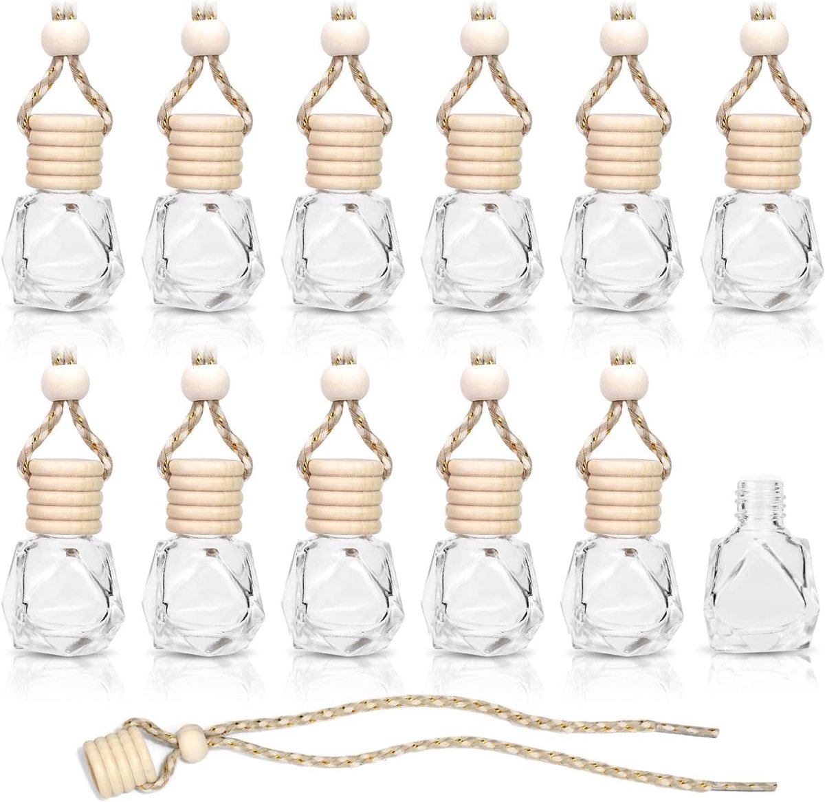 10 stuks hangende diffuser voor de auto, parfumflessen van glas, leeg, luchtverfrisser, fles, hanger, olie, parfum, aromatherapie, achteruitkijkspiegel, decoratie