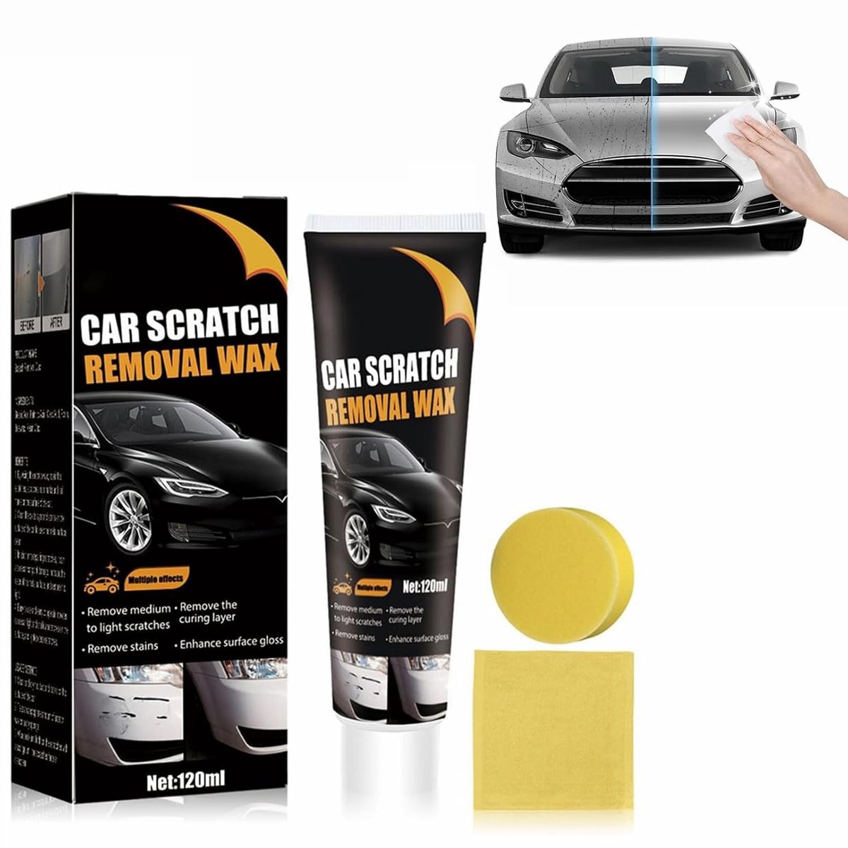 SnelShoppen - Auto Krassen Verwijderaar, Professionele Auto Wax, Voertuig Krassen Verwijder Wax, 120ml, Hydrofobe Coating, Auto Onderhoud, Auto Enthou
