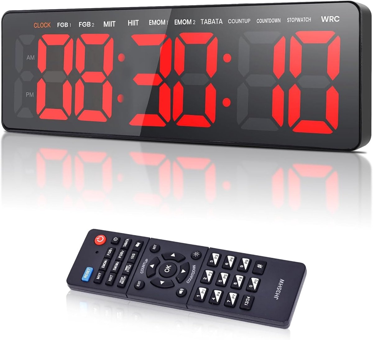 Timer, 13.2" Digitale LED Wandklok, Sport Timer met Countdown/UP, Stopwatch, Workout Interval voor Home Gym Garage, Instelbaar Volume en Helderheid