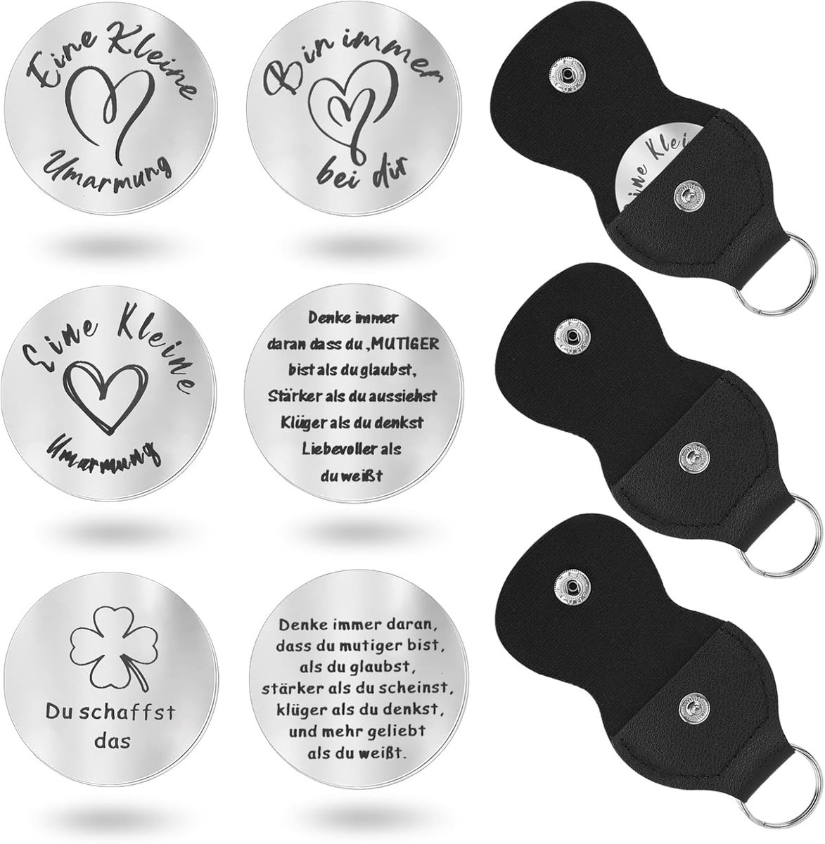 Motiverende tas, omarming, geluksbrenger, 3 stuks, geluksbrenger met tas, goede verbetering, cadeau, cadeau voor geluksbrenger, examen voor familie, vriend, patiënt, koppels, goud