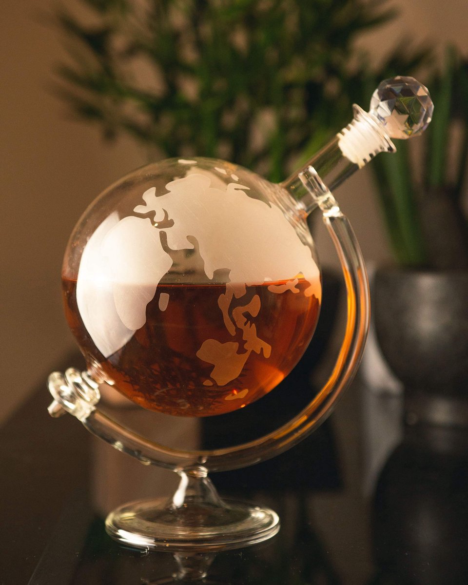 SnelShoppen - Grote decanteerpot voor whisky en wijn, vintage-look, handgeblazen glas, 700 ml, perfect cadeau voor hem of haar, werelddesign
