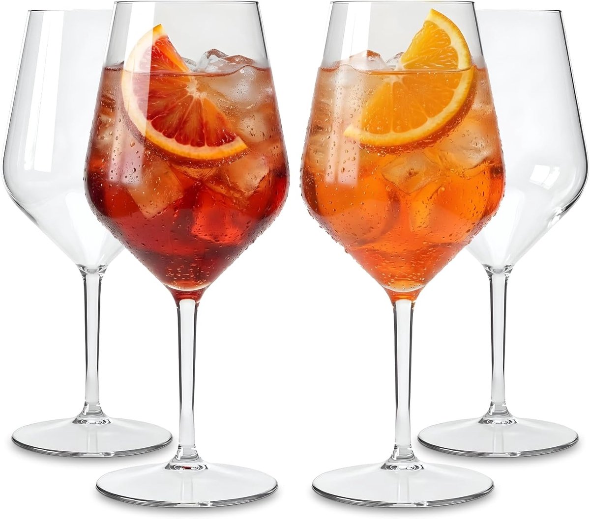 WUITOKI Spritz Aperol glazen van kunststof, 4 stuks, 47 cl, vaatwasmachinebestendig, onbreekbaar, aperitief, cocktail - ShopVlot