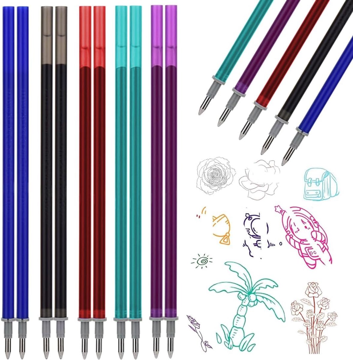 Penvullingen voor Legami, uitwisbare gelinkt, uitwisbare balpenvullingen (5 kleuren, A)