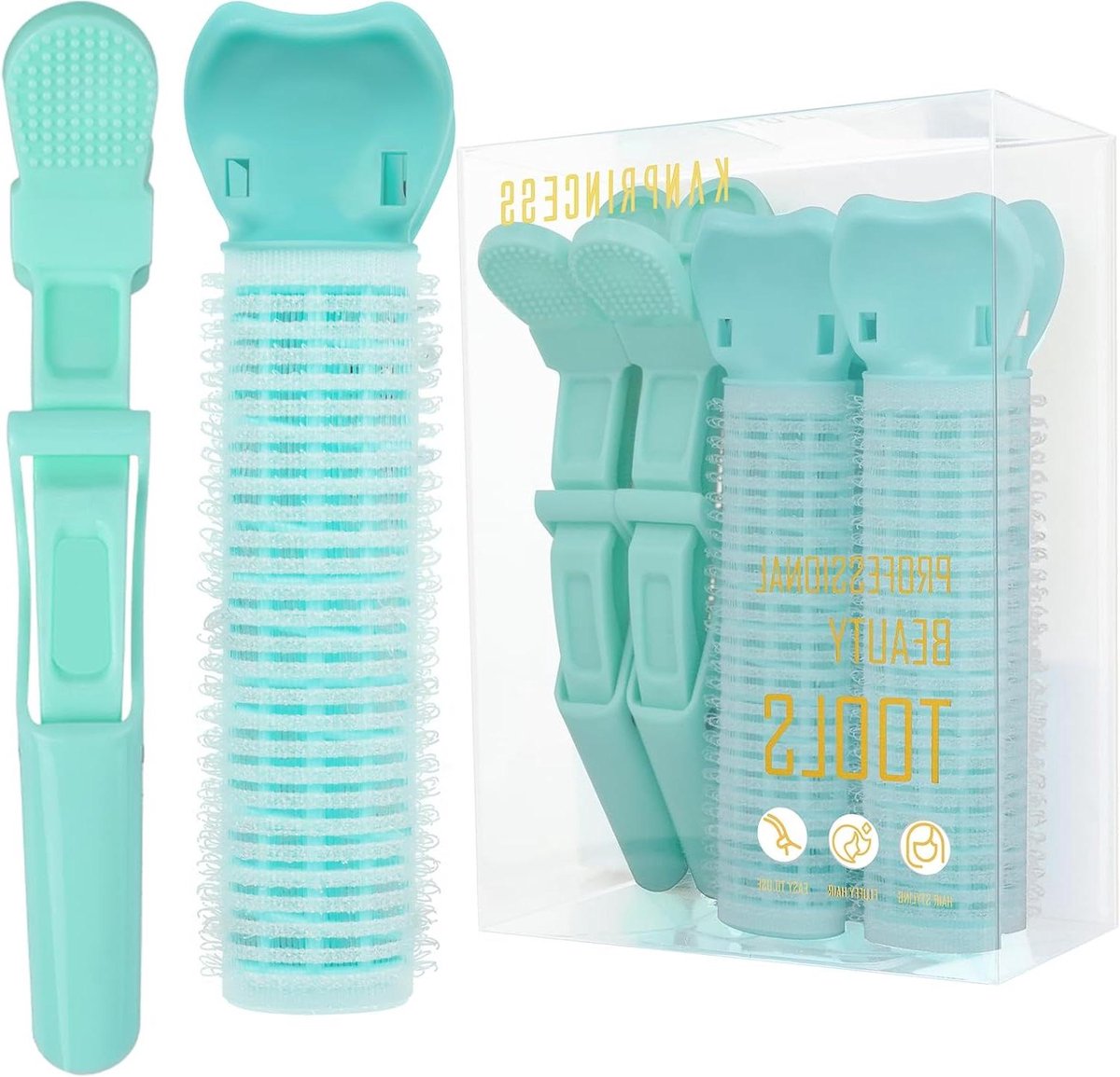 Haarclips voor Volume - Krokodillenklemmen Krulspelden - Haarstyling - Hittevrij Volume - 4 stuks - Cyaan