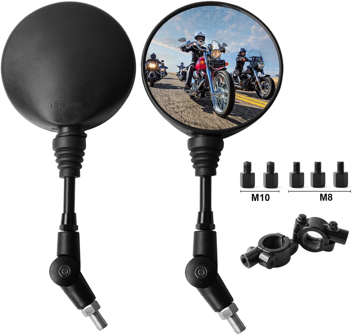 Motorfietsspiegels Set - Stuurspiegels Achteruitkijk - Veilig Rijden - Universeel Verstelbaar - 2 Stuks - Zwart