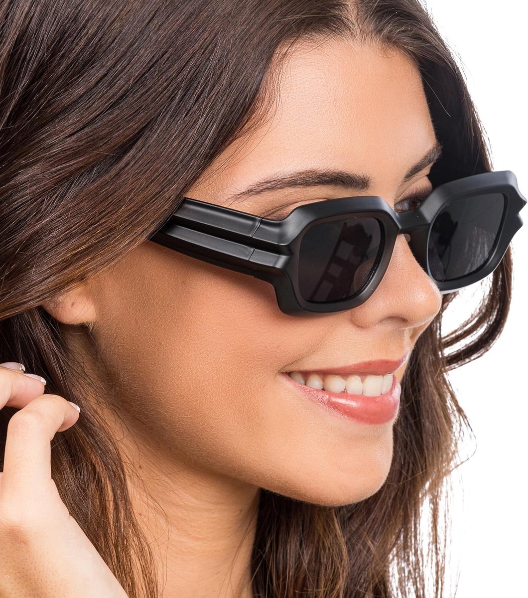 - Zonnebril, rechthoekige vintage feestbril | Accessoire uit de jaren 90 voor festivals, carnaval en themafeesten, donker getinte glazen in retro-look