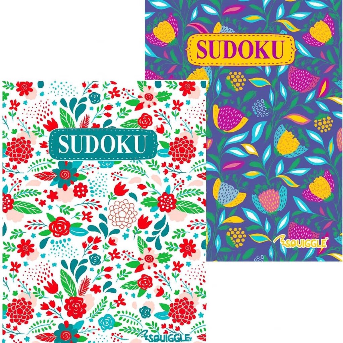 SnelShoppen - A5 Bloemen Sudoku Reispuzzelboeken Set van 2 - 128 Pagina's per Boek - Ideaal voor Vakantie, Reizen, Ontspanning en Puzzelen