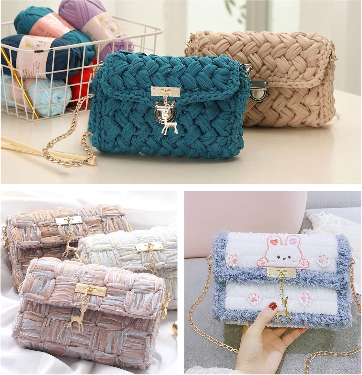 Handgemaakte Tassen Breien Kits voor Vrouwen Kruissteek Kits Lederen Plastic Purse Maken Accessoire voor Het Maken Van Handgemaakte Haak Projecten 7.5x11.7 inch