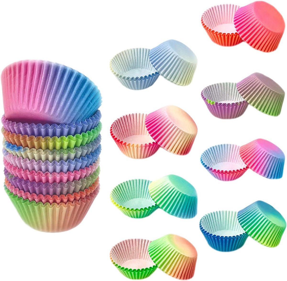 Wegwerp mini muffinhoesjes, 300 cupcakehoesjes, gradiëntontwerp, perfect voor bruiloft, dessertfeest, formele bijeenkomsten, sociale evenementen