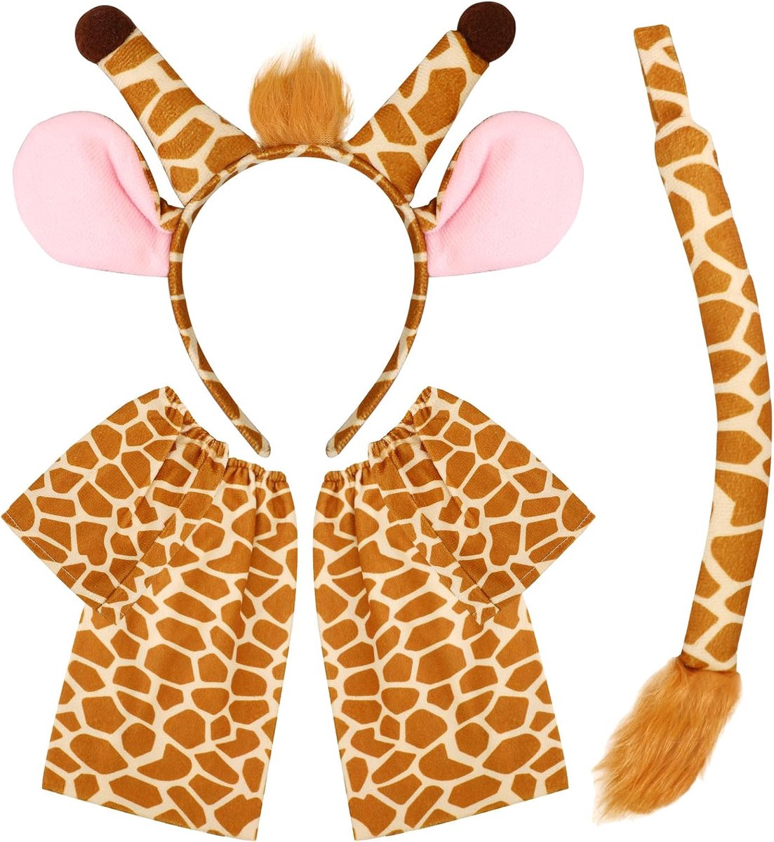 Kostuumset met oren, staart en beenwarmers voor cosplay, verjaardag, wereldboekendag, Halloween en verkleedpartijen