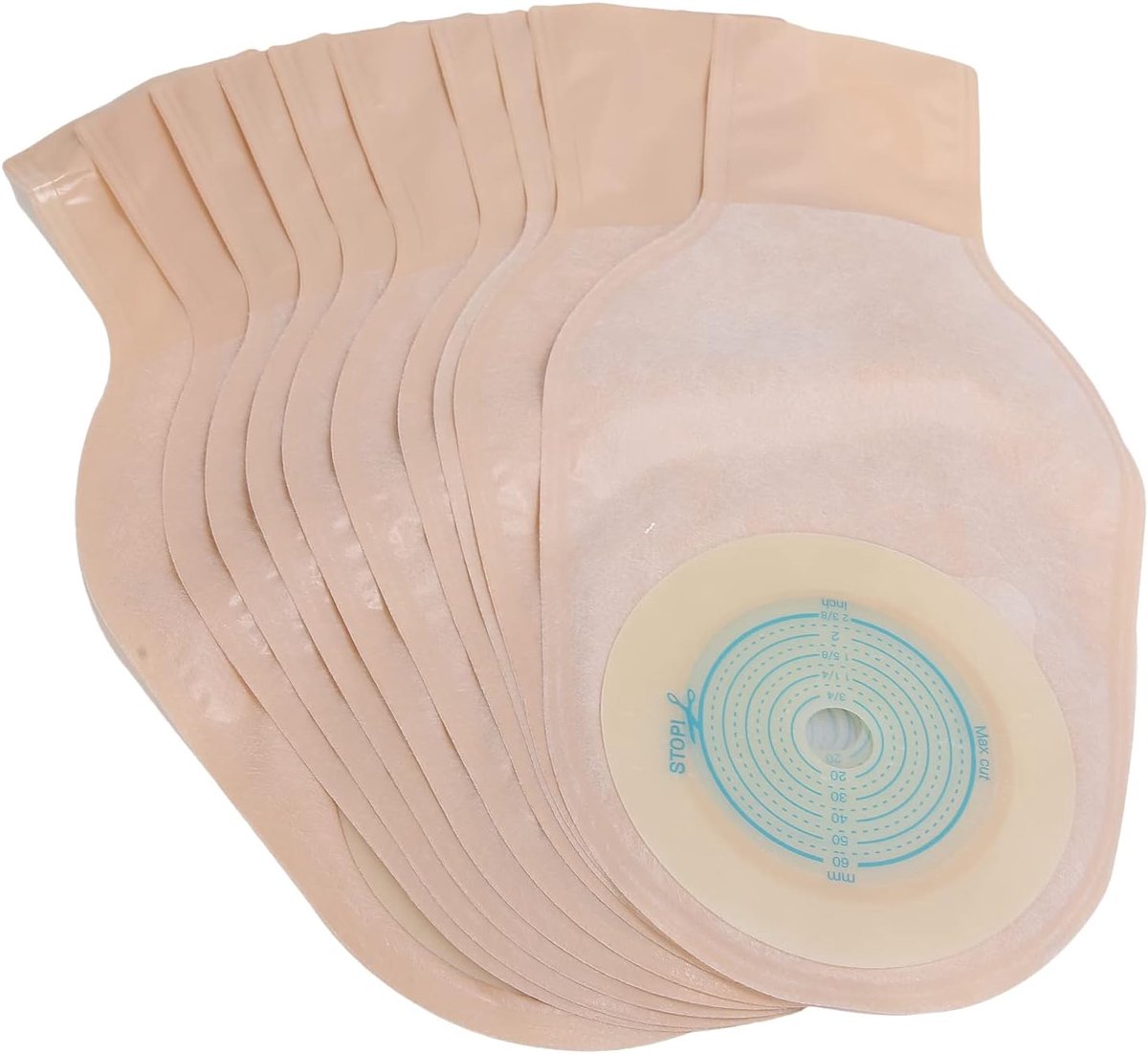 Colostomazak, 10 verpakkingen stomazak, één stuk, wegwerpbare afvoerzakken, stoma, ileostoma, stomabenodigdheden, draineerbare colostoma-verzorgingstas voor illeostoma, stomaverzorging