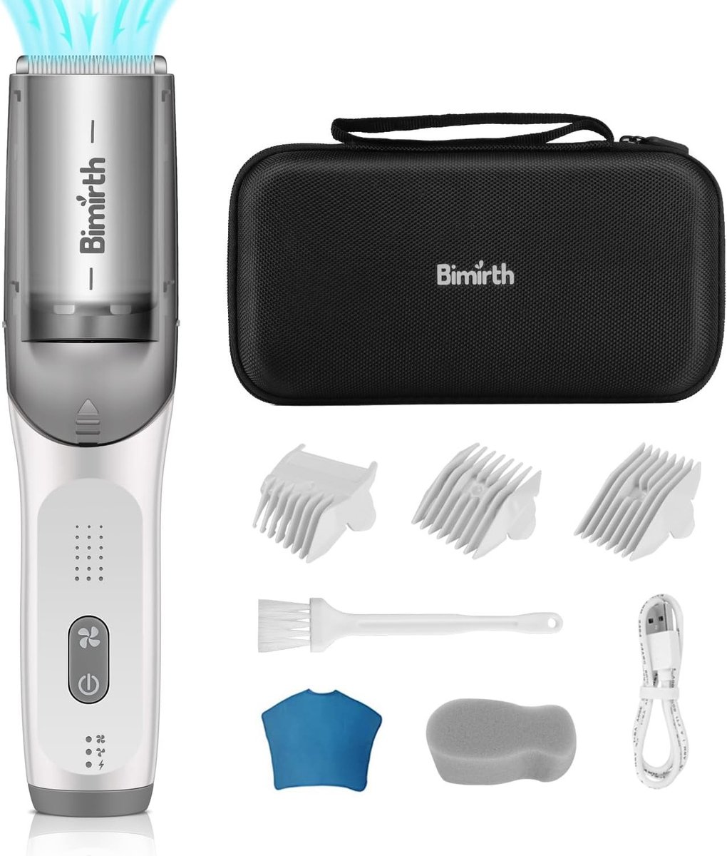 Stille, waterdichte babyhaarknipper met vacuüm en oplaadbare USB, inclusief 3 opzetstukken en veilige keramische messen voor kinderen