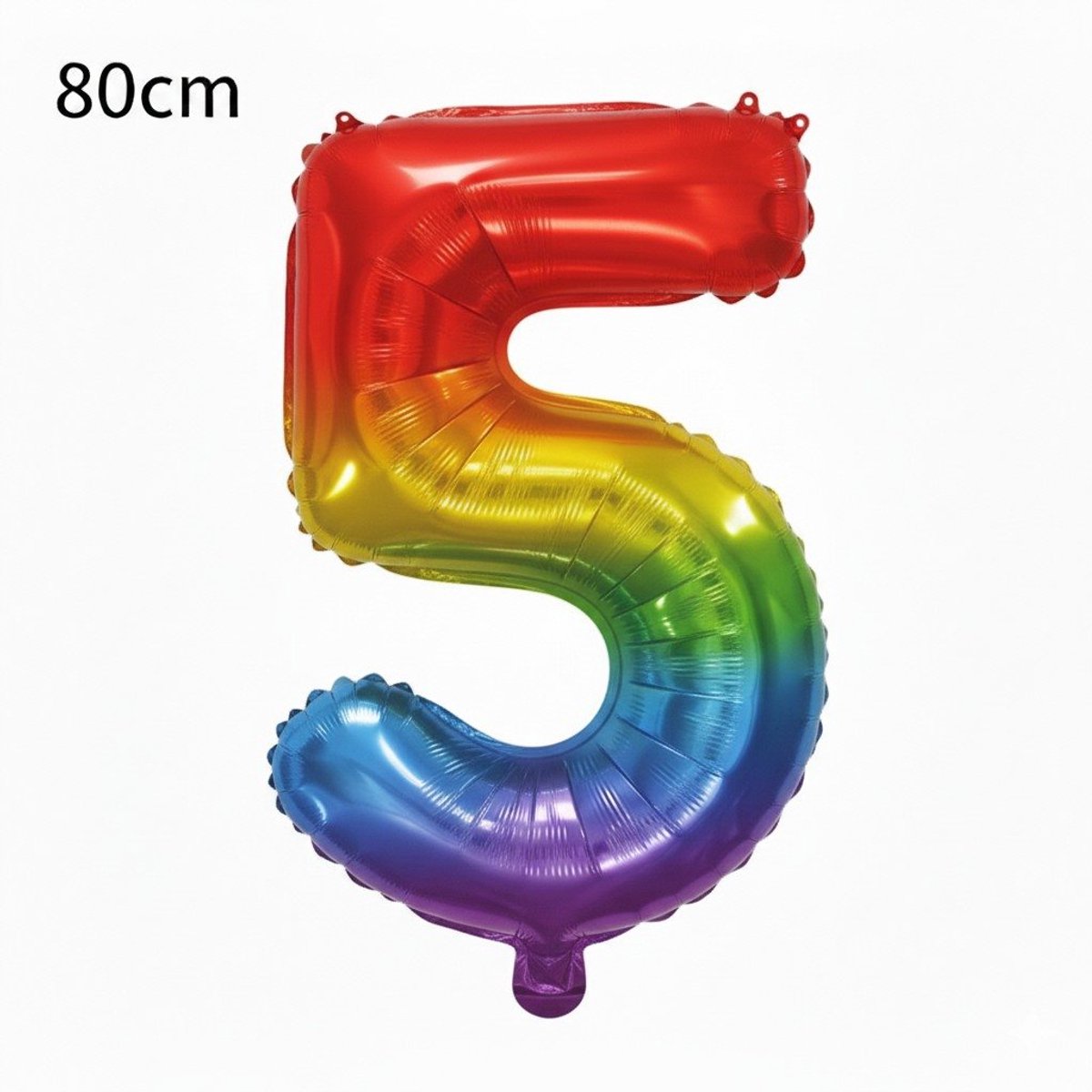 Folieballon 5 regenboog - 80cm