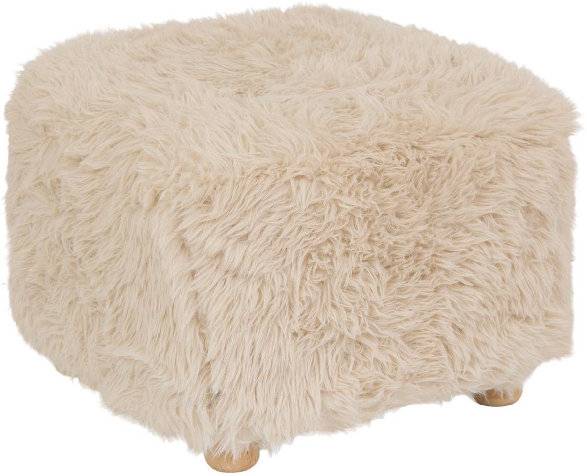 Tabouret Duvia carré H.30cm fourrure beige
