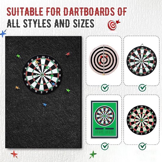 Wandbescherming Dartbord - Dartbord Achterwand Vilt - Muren Beschermen - Zelfklevend Modulair - 90 x 90 cm - Grijs — afbeelding 4