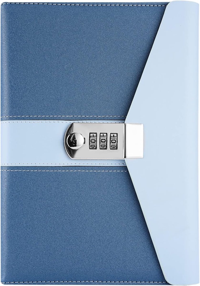 SnelShoppen - Notebook met slot, geheim dagboek, PU leer A5 wachtwoord reisdossier gebonden notitieboek 22 x 15 cm voor reizen, schetsen, dankbaarheid