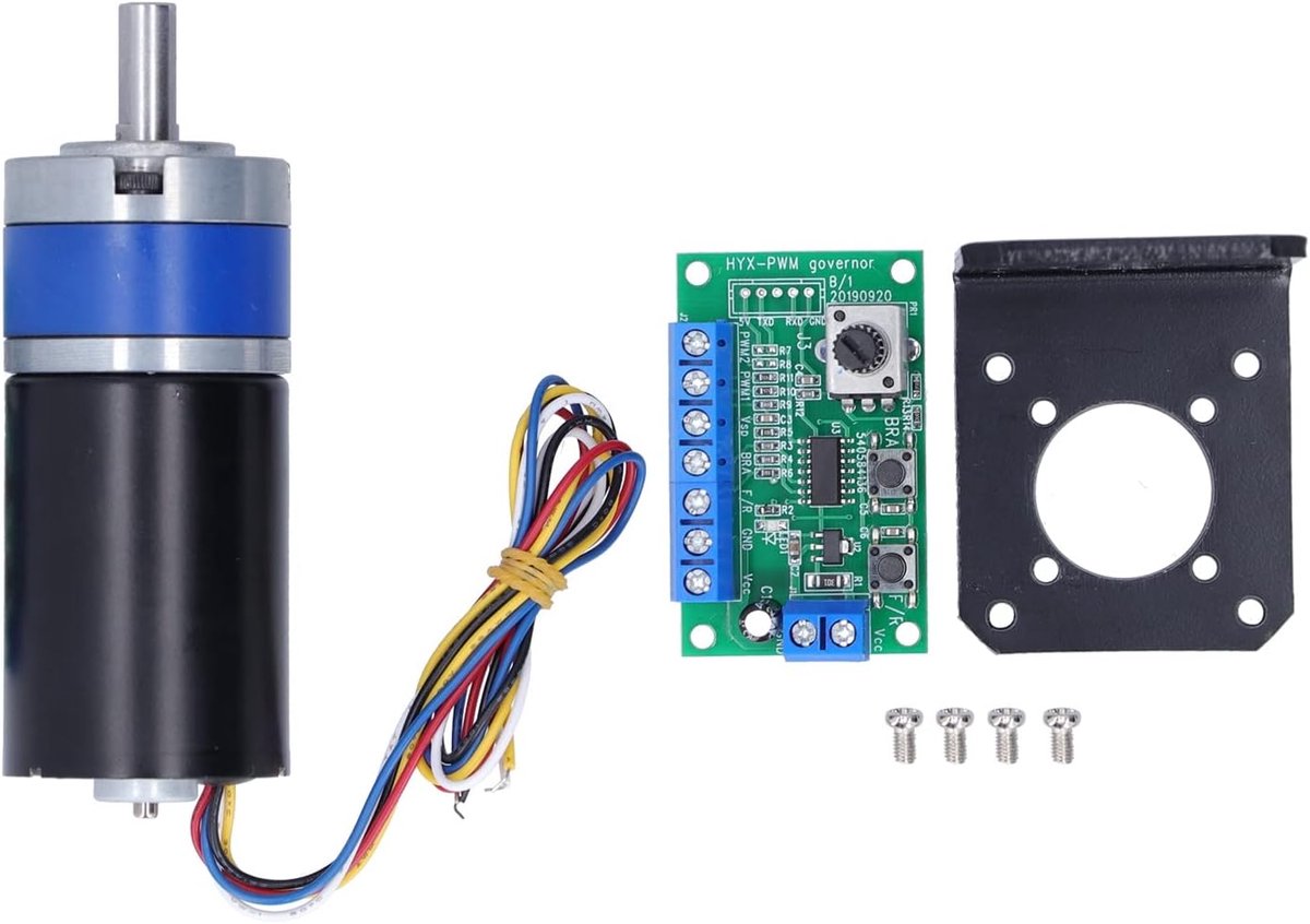 SnelShoppen - DC 12V Borstelloze Versnellingsmotor met Pure Koperen Spoel en Controller - 60 RPM, D-as, Duurzaam, Staal, Voor Projecten en Hobby's