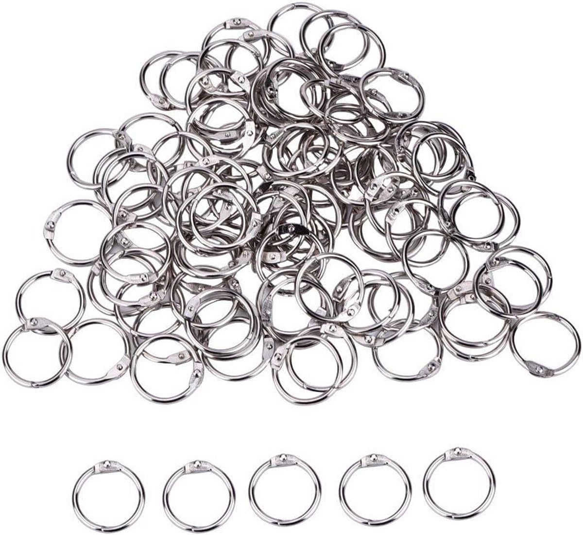 SnelShoppen - 100 Stuks 1 Inch Metalen Ronde Losse Blad Binder Ringen - Zilver - Ideaal Voor Boek, Fotoalbum, Notitieboek en Douchegordijn