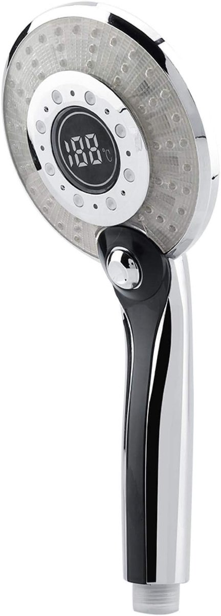 SnelShoppen - LED Handdouche met Digitale Temperatuurweergave, 3 Kleuren Veranderende Douchekop, 3 Stralingen, Waterbesparende Handdouche van ABS Mate