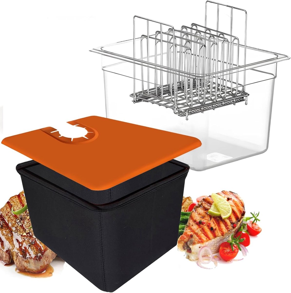 Vacuümcontainer van 12 liter met deksel en rooster voor voedselopslag, lage temperatuur en warmte-isolatie