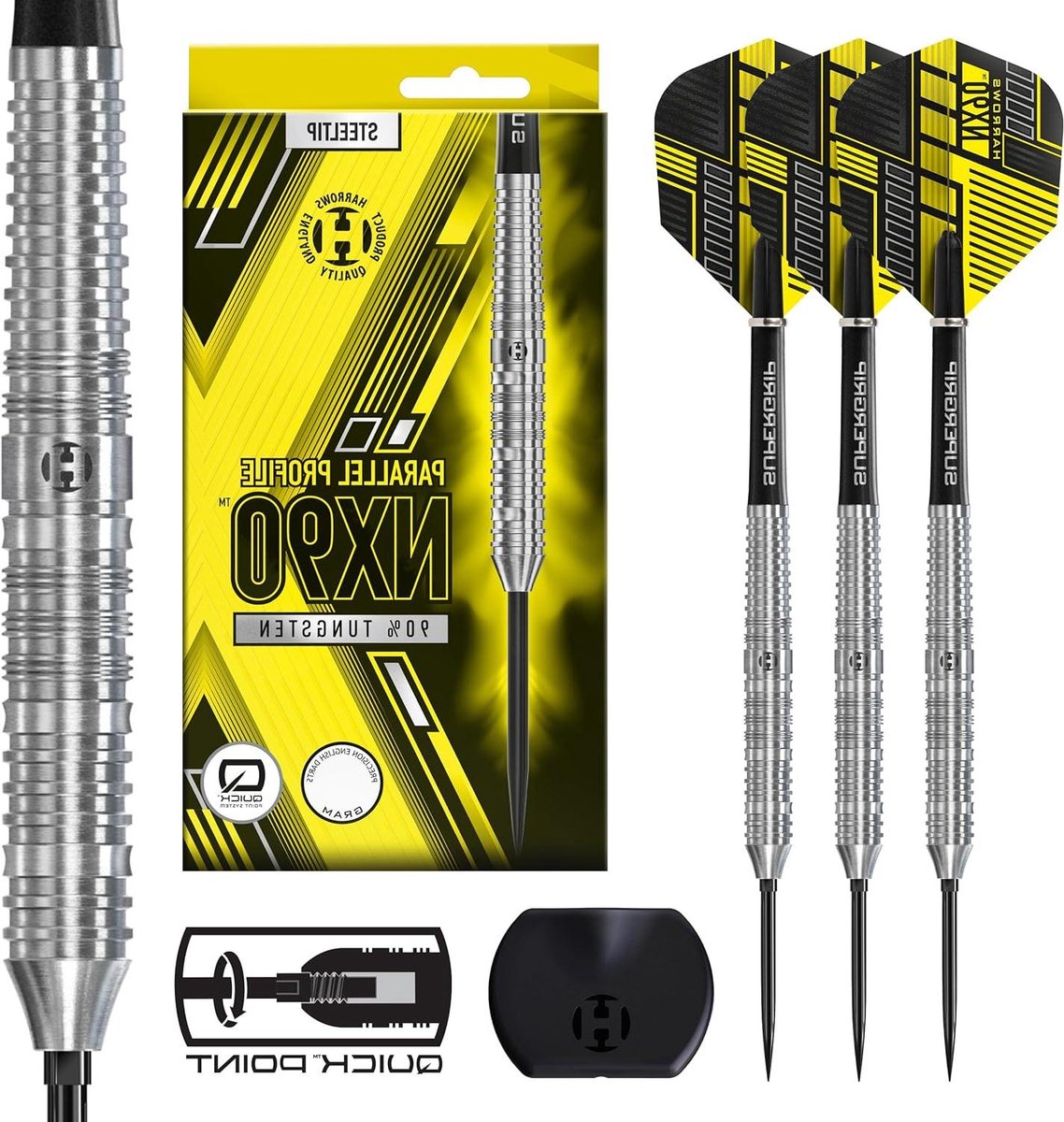 Dartpijlen Set - Wolfraam Darts - Precisie Werpen - Quick Point Change - 22 gram - Zwart