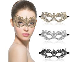 Elegante Venetiaanse Maskers voor Vrouwen - 3 Stuks voor Halloween en Feestjes, Perfecte Kostuumaccessoires voor Avond en Prom