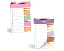 Daily Planner - 2 Stuks - Dagplanner - A5 ringband - Daily Personal Planner - To Do Planner - To Do Lijst - Organizer - Agenda - Budgetplanners - Huishoudboekje - Papier Planner - Deskplanner - Bureauplanner - Journal - Notitieboek - Roze, Paars