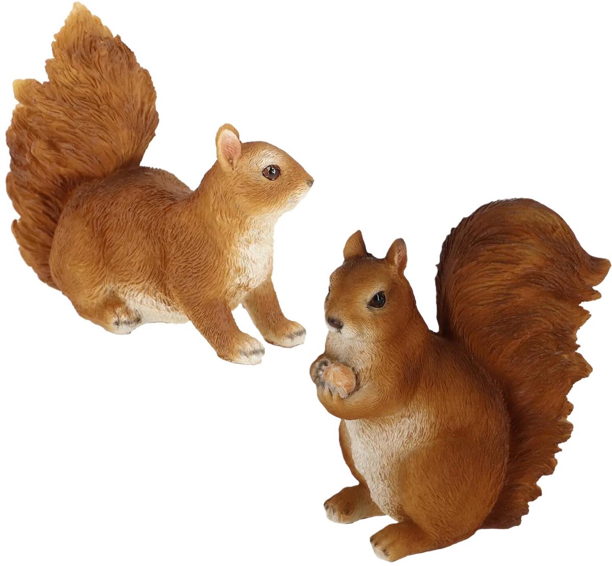 Esschert Design dieren beeldjes set - 2 stuks - eekhoorns - 14 en 19 cm - bosdieren - polyresin