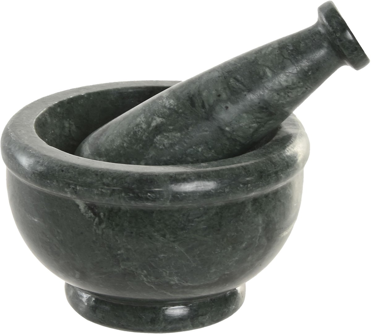 ITEM Vijzel met stamper - groen - marmer - D12cm - keuken artikelen - mortier