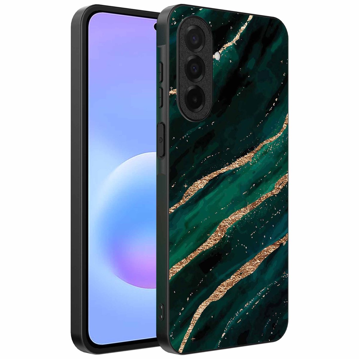 Geschikt voor Samsung Galaxy A57 Telefoonhoesje met marmer opdruk - TPU backcover case marble design - Goud Groen - Smartphonica geschikt voor Samsung Galaxy A57