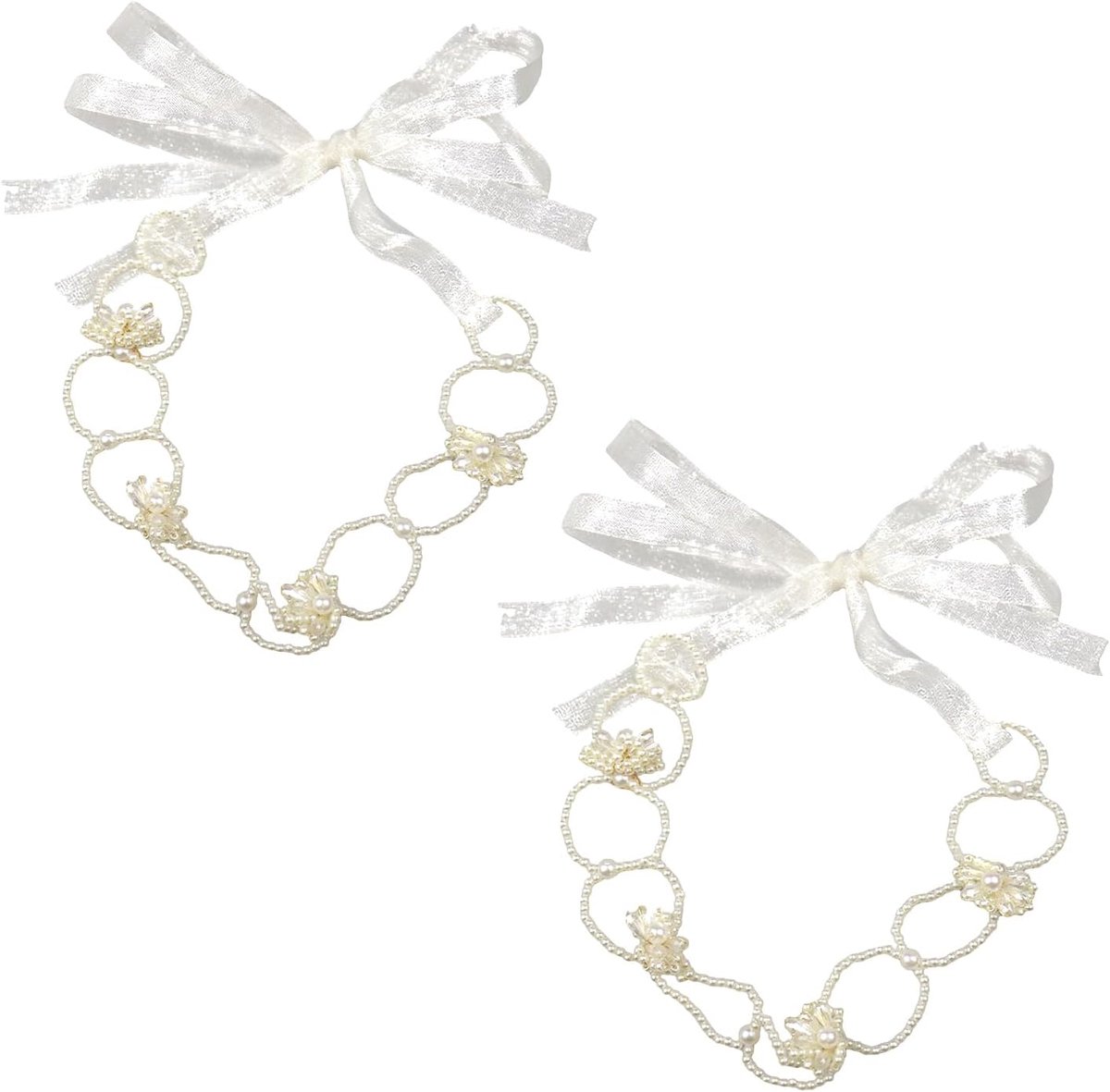 SnelShoppen - 2 Stuks Gordijn Klemmen, Parels Gordijn Ophangers, Gordijn Tiebacks met Witte Parels voor Slaapkamer, Kantoor, Interieurdecoratie