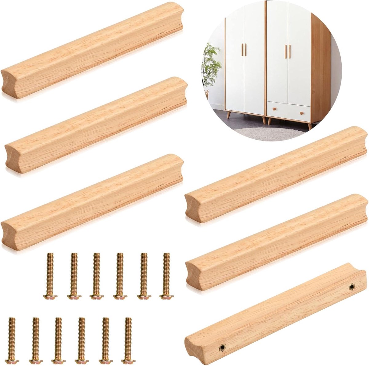 Houten meubelgrepen 160mm - massief hout - ergonomisch ontwerp - ideaal voor kasten - ShopVlot