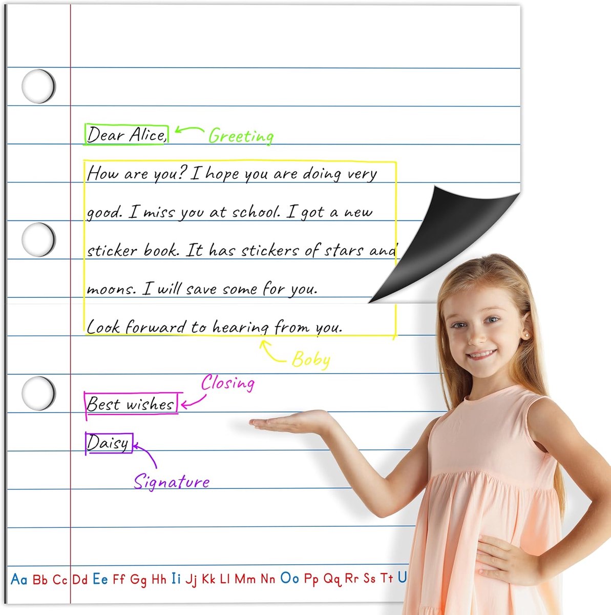SnelShoppen - Magnetisch Notitieboek, Herbruikbaar & Schrijfbaar, Handgeschreven Lijnen op Droog Wisbare Schrijfstrip, Onderwijshulpmiddel voor Klaslo