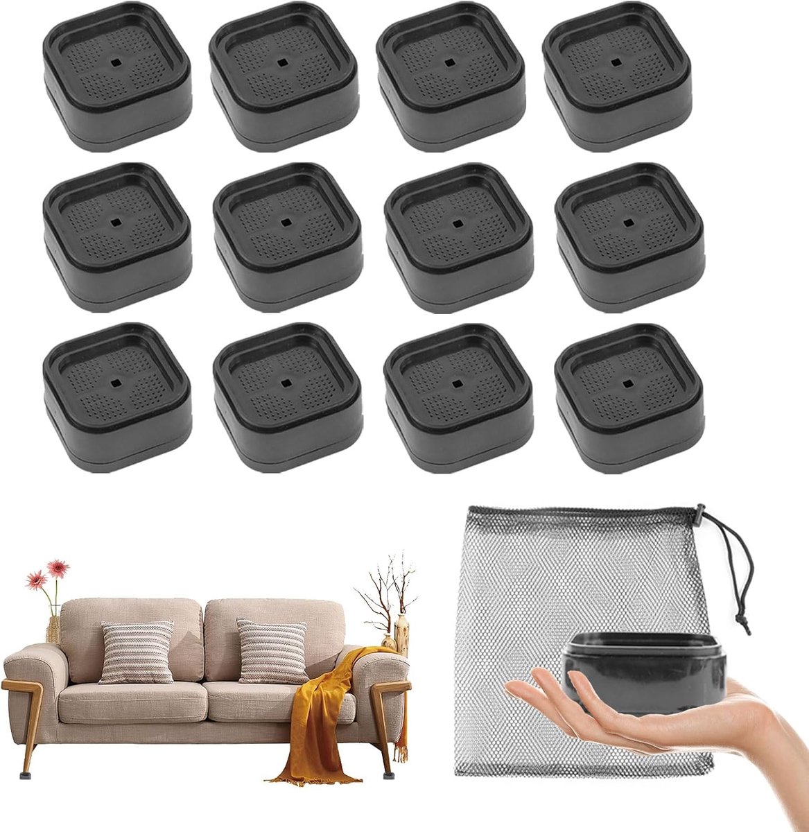 12pcs Bed Leg Booster 3.5cm, Stackable Chair and Table Leg Extenders, Sofa Riser Furniture Riser Supports Diameter - ShopVlot